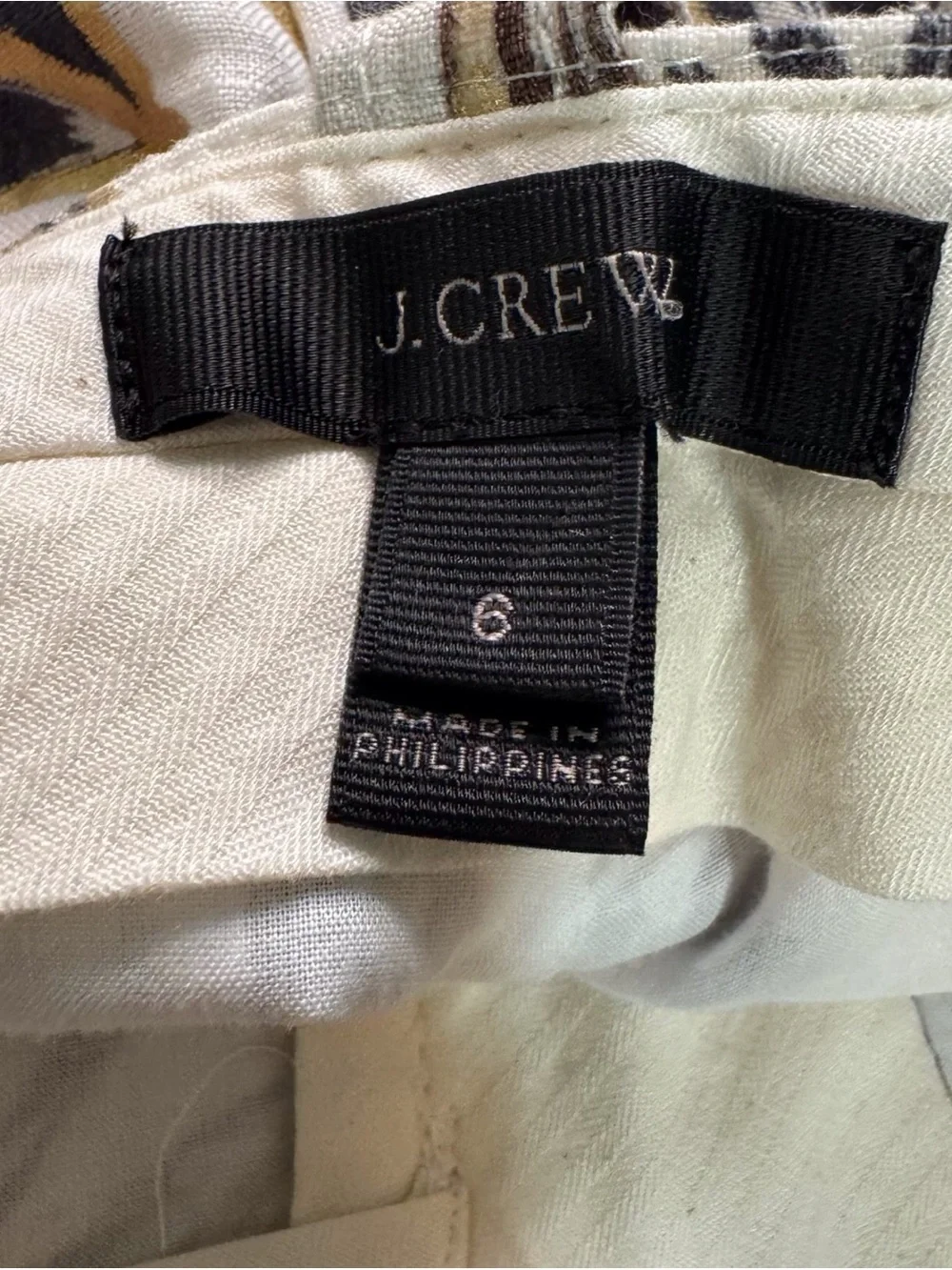 J. Crew Size 6 Linen Garden Print Pants Gold Leaf Foil Vacation Tropical Resort